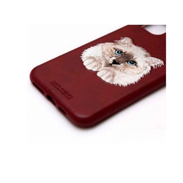 Чохол для iPhone 12 Santa Barbara Polo з вишивкою "Кіт" Червоний 1000-12 фото