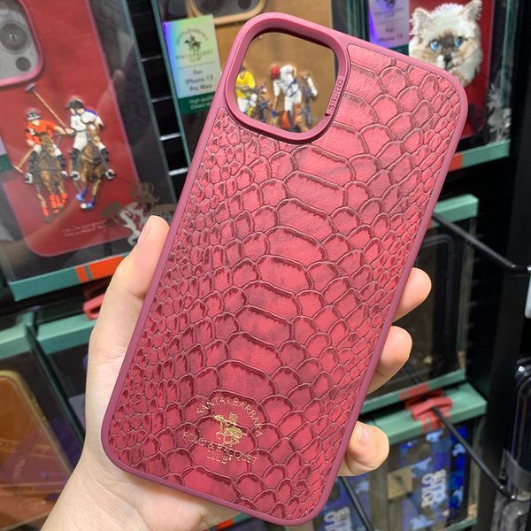 Шкіряний чохол для iPhone 14 Pro Santa Barbara Polo Knight Crocodile Leather Бордовий 1519-14-Pro фото