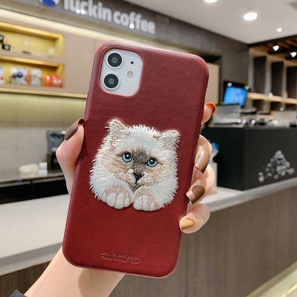 Чохол для iPhone 13 Pro Santa Barbara Polo з вишивкою "Кіт" Червоний 1525-13-Pro фото