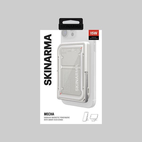 Повербанк Skinarma Nexus Mecha Magnetic Powerbank with Smart Kick-stand 5000 mAh 20W USB-C PD Light Grey SK-PB5KNEXUS-MECLGY фото