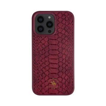 Шкіряний чохол для iPhone 14 Santa Barbara Polo Knight Crocodile Leather Бордовий 1519-14 фото