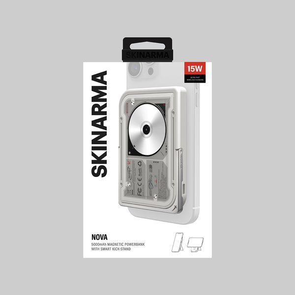 Повербанк Skinarma Nexus Nova Magnetic Powerbank with Smart Kick-stand 5000 mAh 20W USB-C PD Light Grey SK-PB5KNEXUS-NOVLGY фото